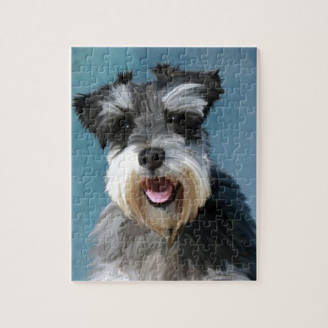 Quebra-cabeça Miniatura Schnauzer — Pintura De Cor De Água (Vertical)