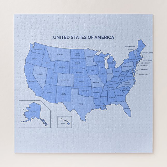 Quebra-cabeça Minimal Blue United States Map Illustration (Vertical)