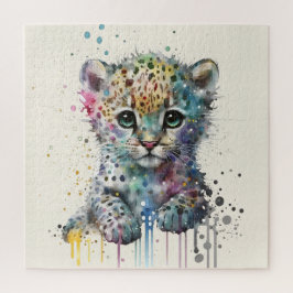 Quebra-cabeça Minimalist Ivory Watercolor Leopard Pattern