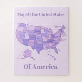 Quebra-cabeça Minimalist United States Map Pink Purple Art