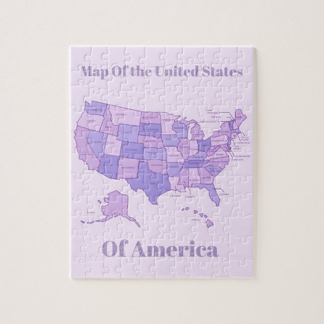 Quebra-cabeça Minimalist United States Map Pink Purple Art (Vertical)