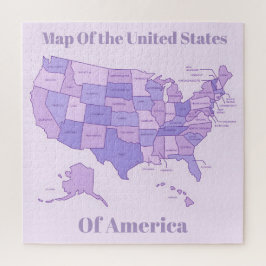Quebra-cabeça Minimalist United States Map Pink Purple Art