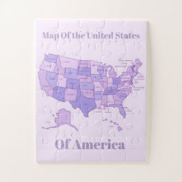Quebra-cabeça Minimalist United States Map Pink Purple Art