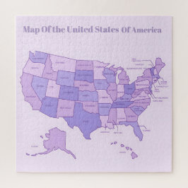 Quebra-cabeça Minimalist United States Map Pink Purple Art