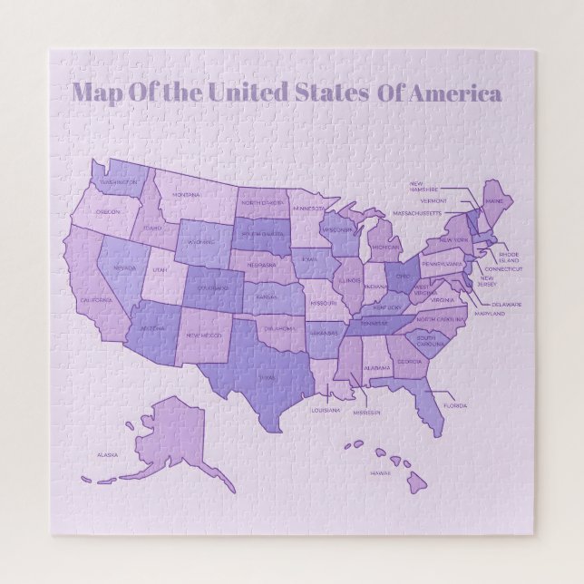 Quebra-cabeça Minimalist United States Map Pink Purple Art (Vertical)