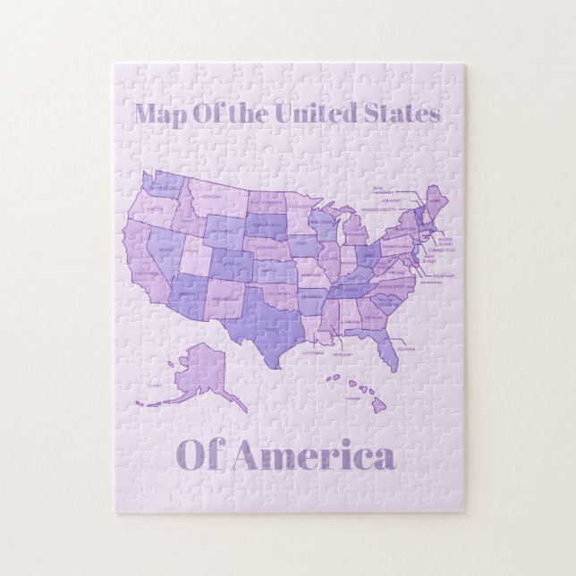 Quebra-cabeça Minimalist United States Map Pink Purple Art (Vertical)