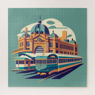 Quebra-cabeça Minimalista Melbourne Austrália pintando lembrança