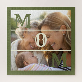 Quebra-cabeça Minimalista Presente de Mãe Verde Oliva com Foto P