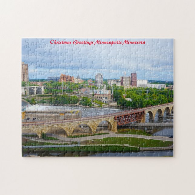 Quebra-cabeça Minneapolis Minnesota .Saudações de Natal (Horizontal)