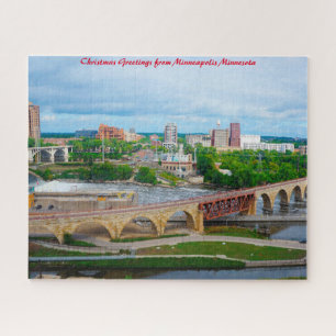Quebra-cabeça Minneapolis Minnesota. Saudações de Natal