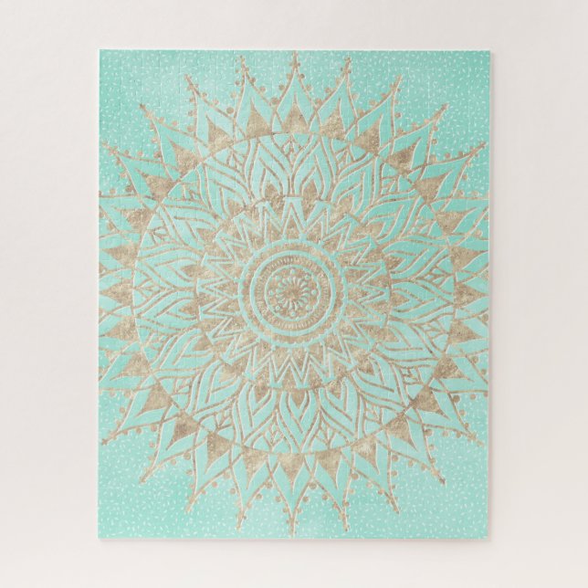 Quebra-cabeça Mint e gold mandala (Vertical)