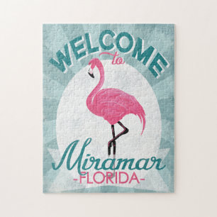 Quebra-cabeça Miramar Florida Pink Flamingo Retro