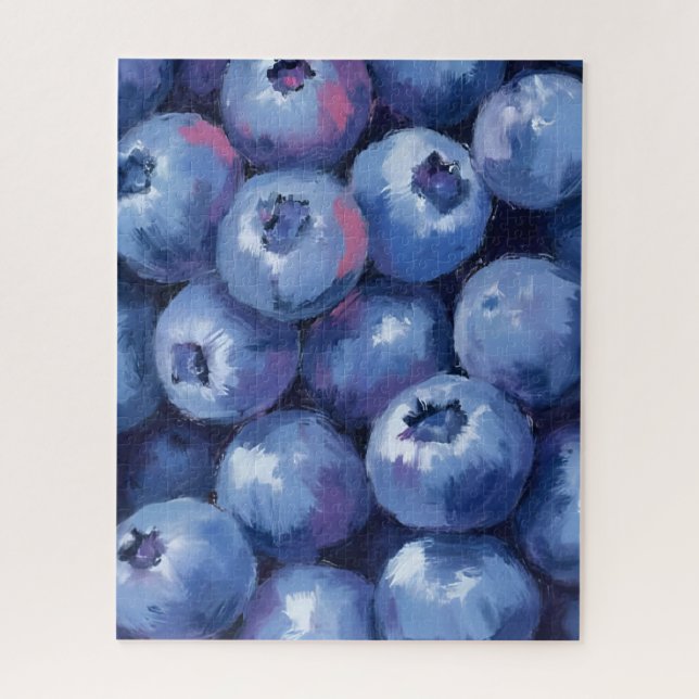 Quebra-cabeça Mirtilos | Frutas Pintadas a Aquarela (Vertical)