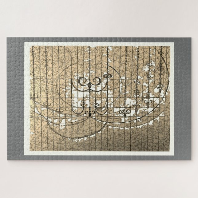 Quebra-cabeça Mistério Chandelier - ilustração da sepia do salão (Horizontal)