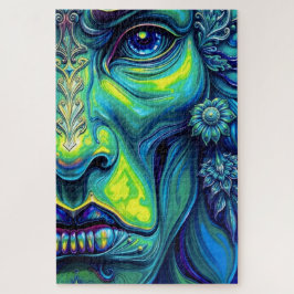 Quebra-cabeça Mistério Étnico: Retrato Abstrato vibrante