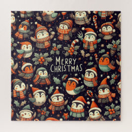 Quebra-cabeça Mistletoy Christmas Penguin Carolers com trompetes