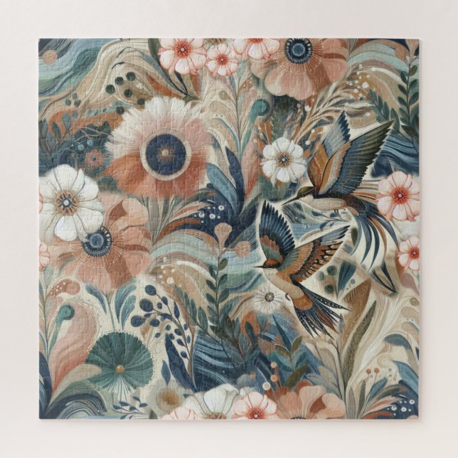 Quebra-cabeça Mistura boêmica de chalé, magenta, roxo em cremes (Vertical)