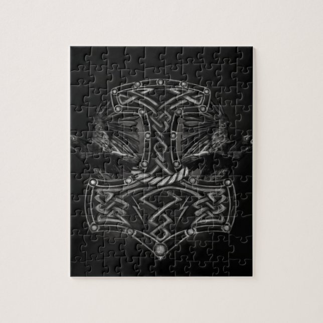 Quebra-cabeça Mjolnir - o martelo do Thor e dos corvos (Vertical)