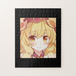 Quebra-cabeça Moça loira sorridente com manga de anime de olhos 