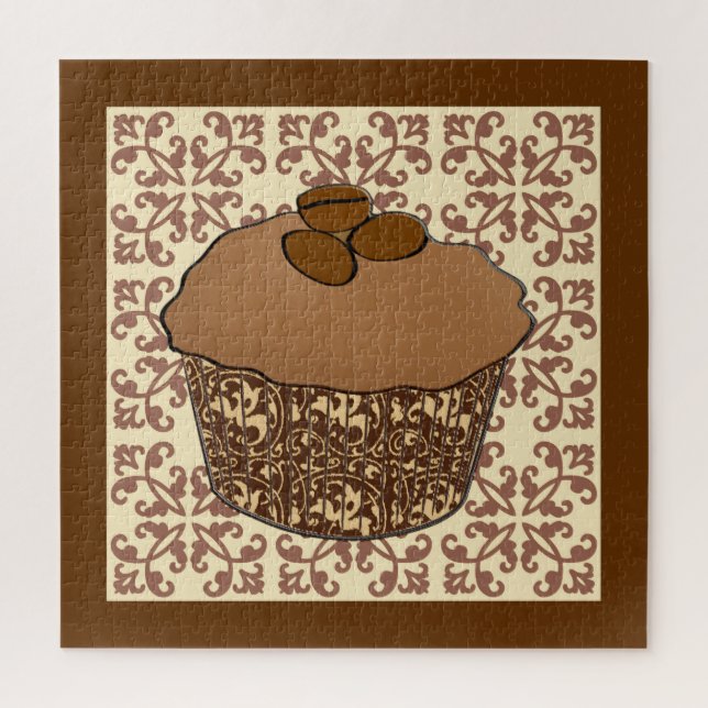 Quebra-cabeça Mocha / Cupcake do Fosco do café, Fundo do local (Vertical)