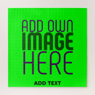 QUEBRA-CABEÇA MODELO DE TEXTO DE IMAGEM VERDE NEON EDITÁVEL MODE