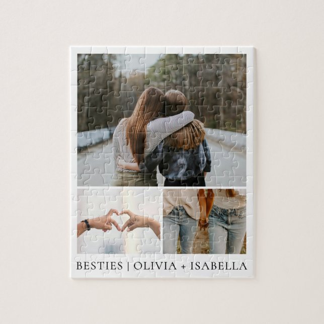 Quebra-cabeça Modern Best Friends Simple Besties Photo Collage (Vertical)