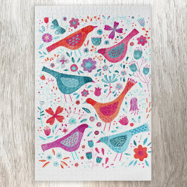 Quebra-cabeça Modern Bird Floral Watercolor