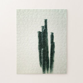 Quebra-cabeça Modern Cactus Art Green Off White