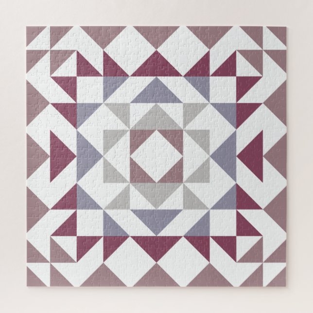 Quebra-cabeça Modern Farmhouse Rustic Dusty Mauve Quilt Block (Vertical)