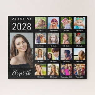 Quebra-cabeça Modern Graduation 17 Photo Collage Script Black