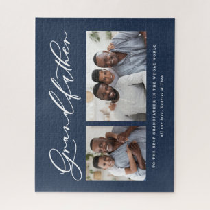 Quebra-cabeça Modern minimal multi photo script grandfather gift