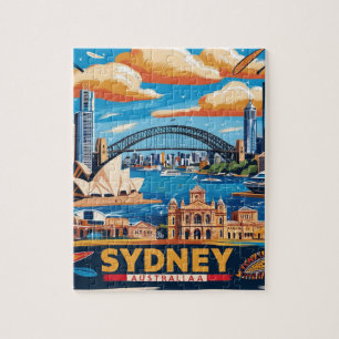 Quebra-cabeça Modern Sydney Australia Viagem Art Vintage