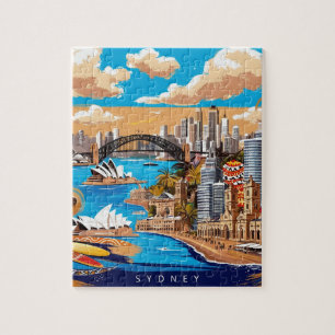 Quebra-cabeça Modern Sydney Australia Viagem Art Vintage