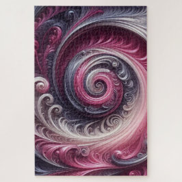 Quebra-cabeça Moderno Abstrato Simples Redemoinho Rosa e Roxo