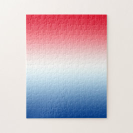 Quebra-cabeça Moderno Vermelho Brilhante Branco e Azul Ombre