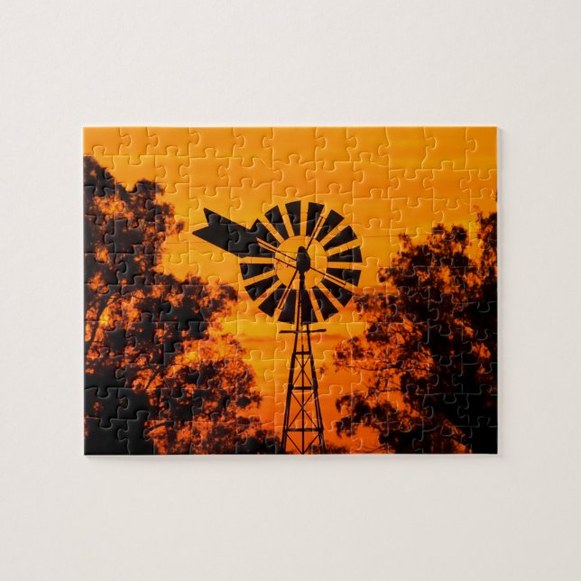 Quebra-cabeça Moinho de vento ao pôr do sol, Austrália (Horizontal)