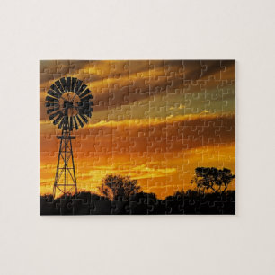 Quebra-cabeça Moinho de vento e pôr do sol, William Creek, Oodna