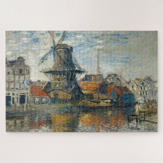 Quebra-cabeça Moinho de vento em Amsterdã de Claude Monet (Horizontal)
