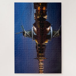 Quebra-cabeça Moinho de vento Leidschendam com reflexão à noite