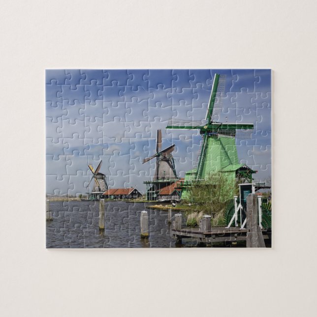 Quebra-cabeça Moinho de vento, Zaanse Schans, Holanda, Países Ba (Horizontal)
