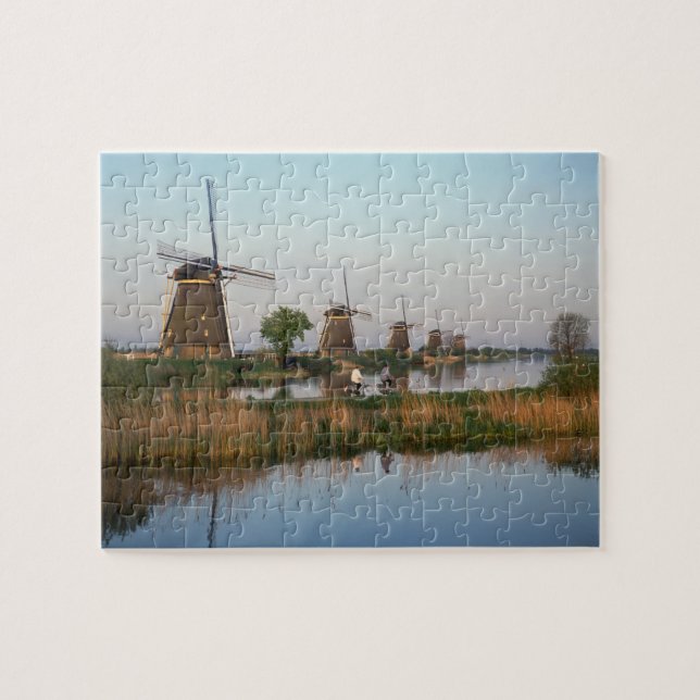 Quebra-cabeça Moinhos de vento, Kinderdijk, Holanda (Horizontal)