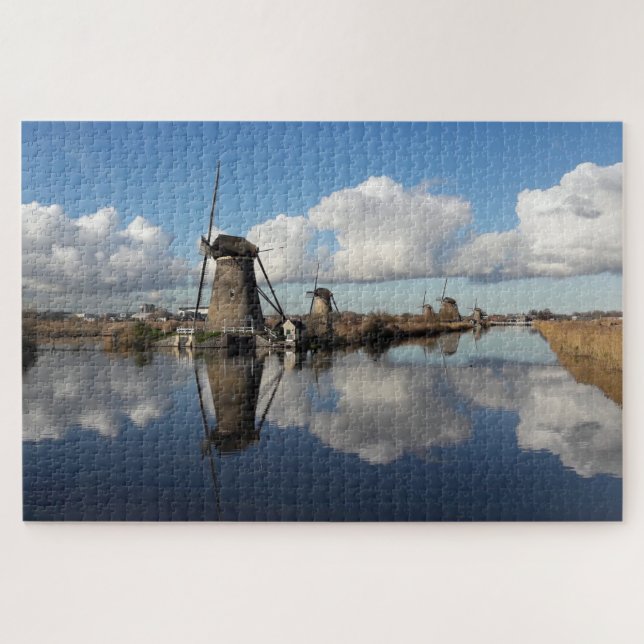 Quebra-cabeça Moinhos de Vento Kinderdijk Holanda Holanda Lâmina (Horizontal)