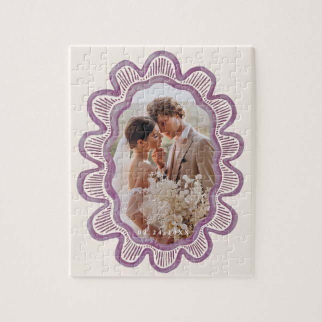 Quebra-cabeça Moldura oval com pintura manual (Vertical)