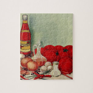 Quebra-cabeça Molho de Tomate de Comida Italiana Vintage Cebolas