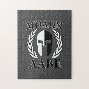 Quebra-cabeça Molon Labe Spartan Mask Laurels Black & White