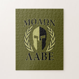 Quebra-cabeça Molon Labe Spartan Mask Laurels Olive Green