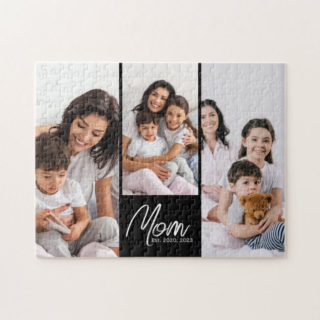 Quebra-cabeça Mom Established Modern Script Black 3 Photo (Horizontal)
