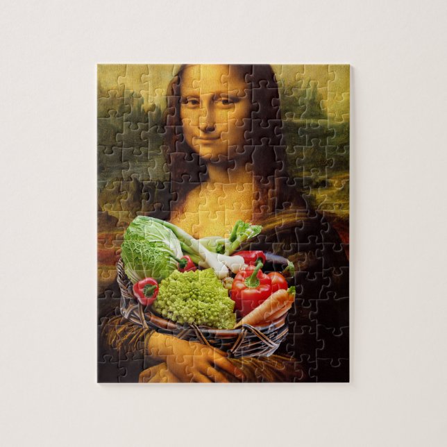 Quebra-cabeça Mona Lisa ama legumes (Vertical)