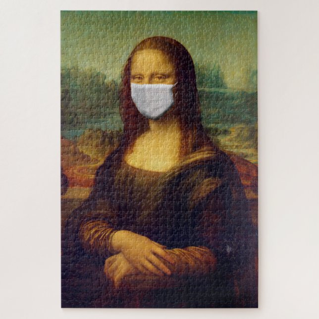 Quebra-cabeça Mona Lisa com máscara de respirador (Vertical)