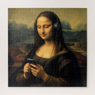 Quebra-cabeça Mona Lisa Moderna com Smartphone